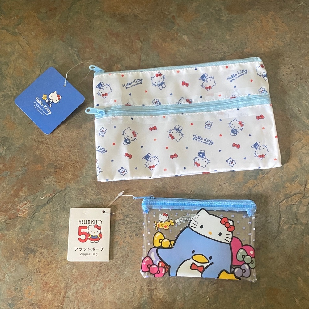 Hello Kitty White and Blue Kids Pouch Duo NWT